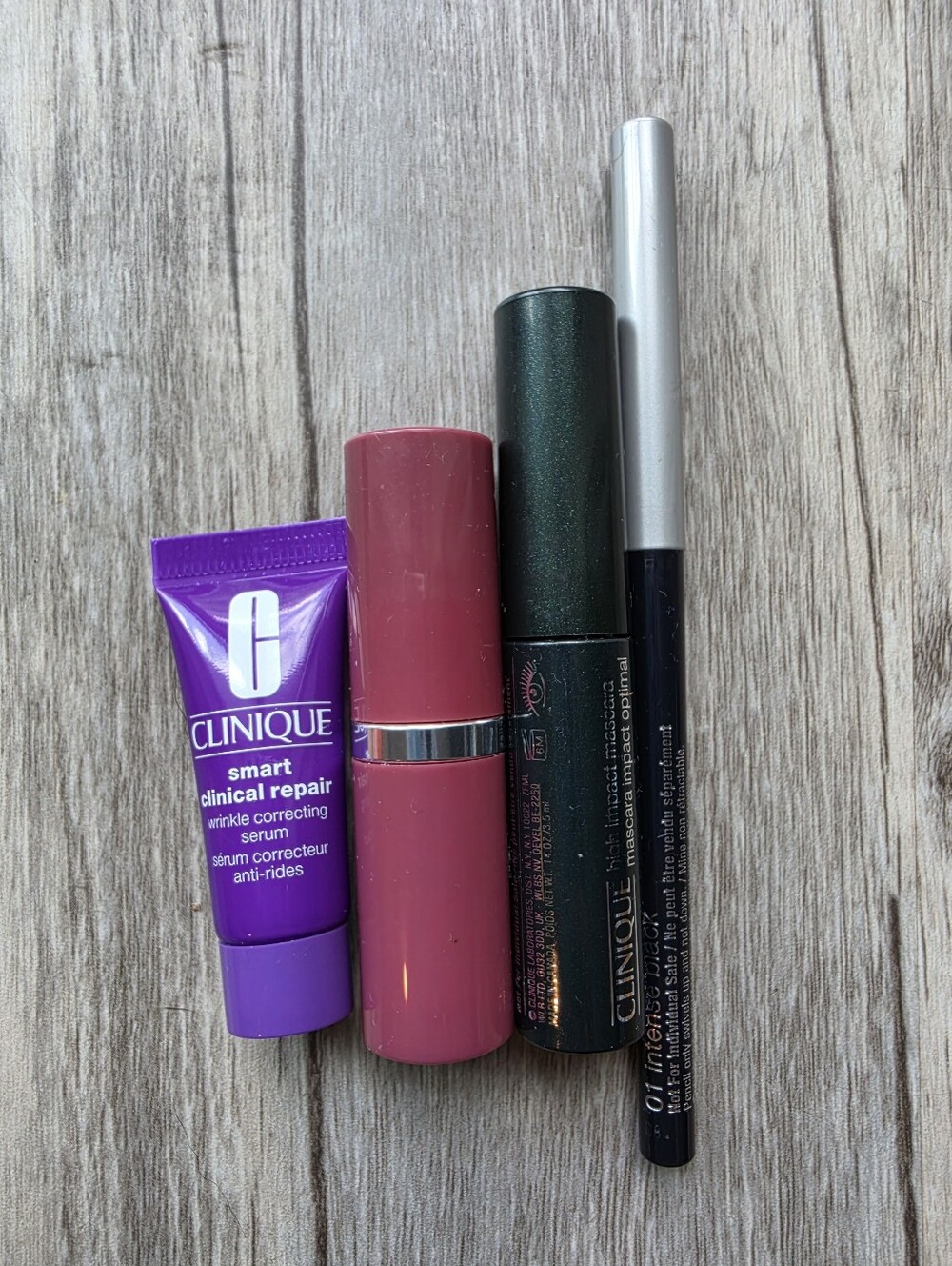 Clinique 13 Love Pop Lipstick + Black Mascara + Intense Black Eyeliner + Serum